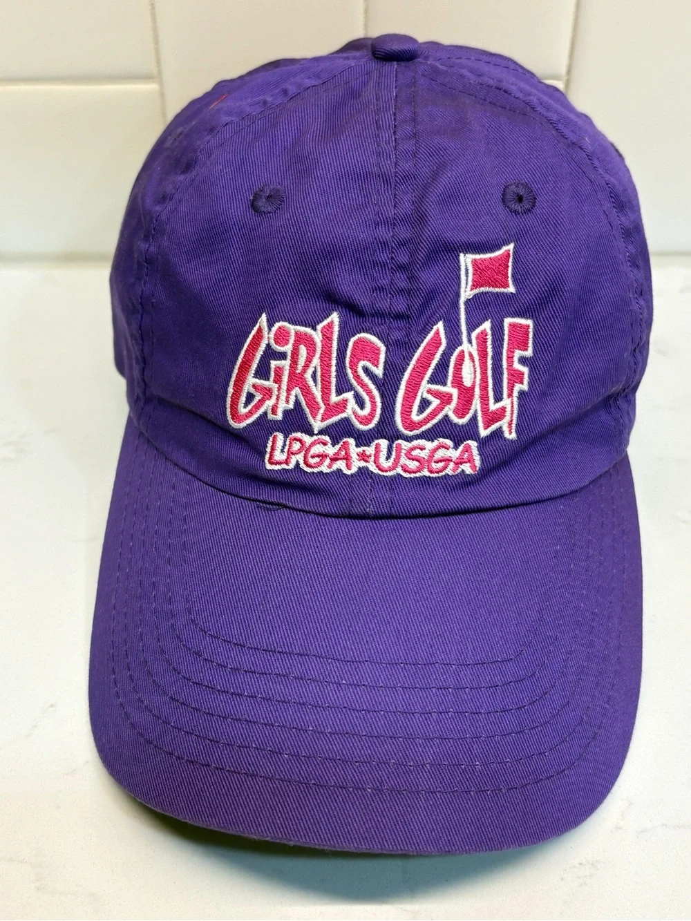 Girls Golf Hat Cap LPGA USGA Purple Adjustable Strapback Barker Gear Cotton